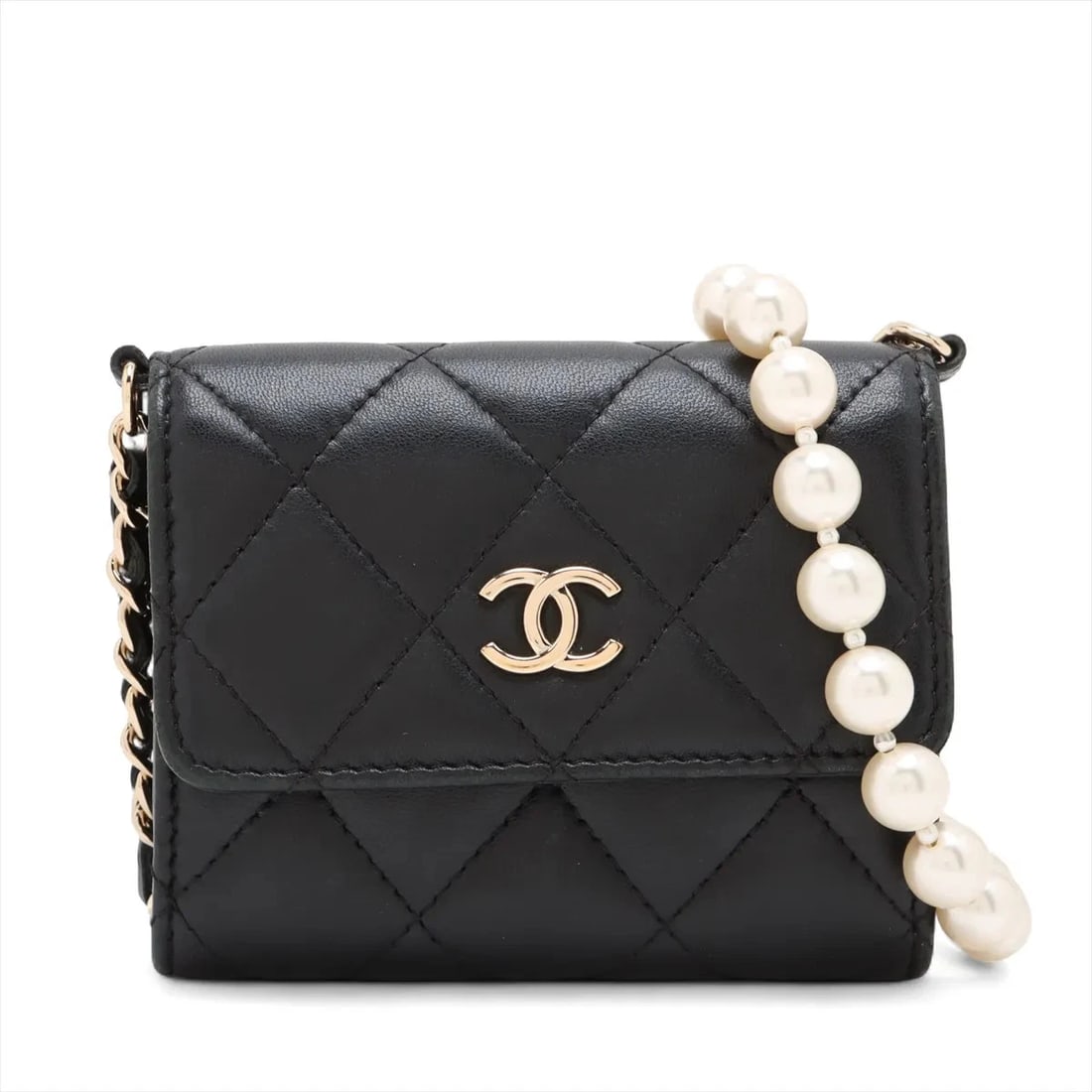 CHANEL MATELASSE LAMBSKIN CHAIN SHOULDER BAG: Chanel Matelasse Lambskin Chain Shoulder Bag Brand: Chanel Type: Shoulder bag Material: Lambskin Color: Black Size: Height:3.5inch Length:4.3inch Depth:1.2inch Shoulder height:22.2inch Accessorie