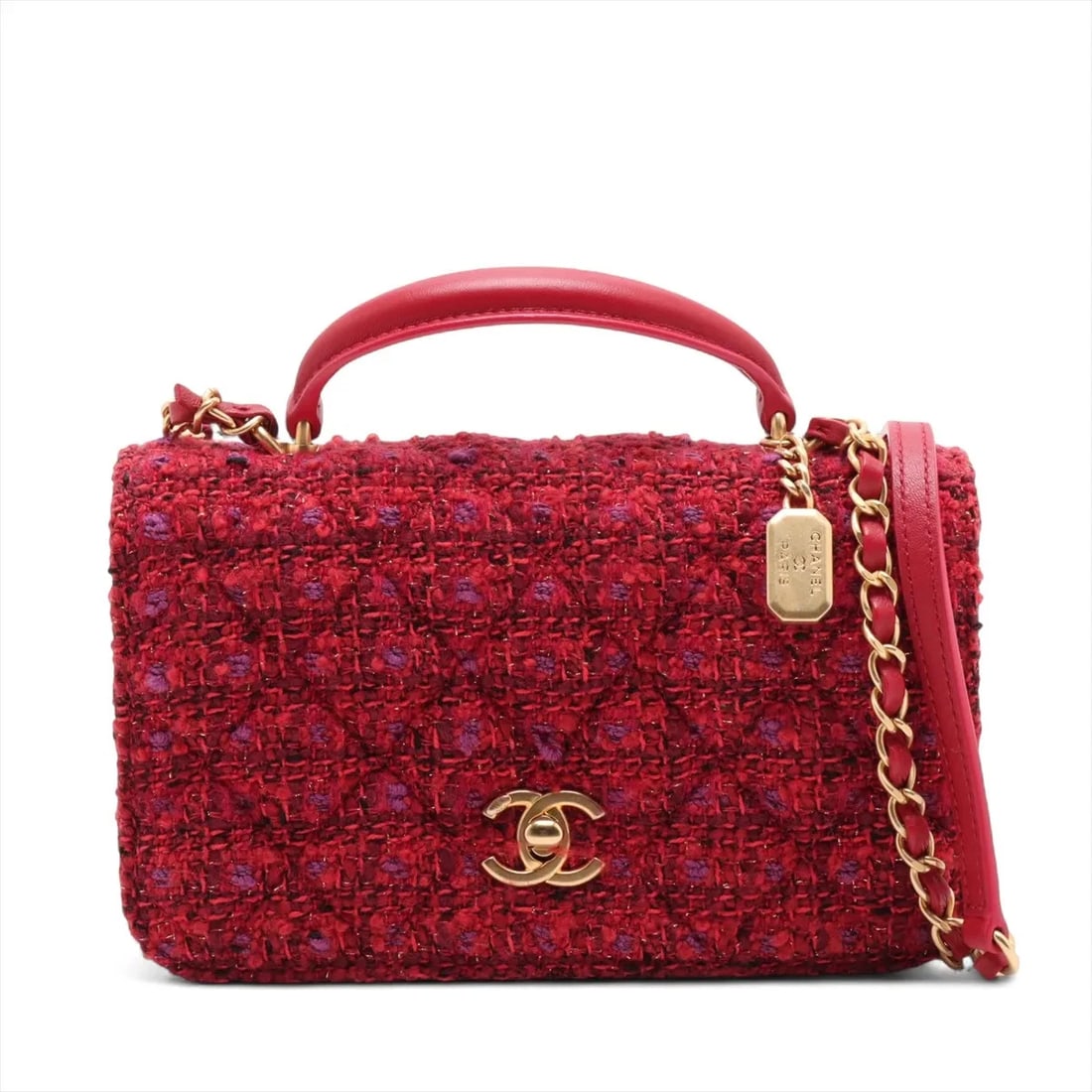 CHANEL MATELASSE TWEED X LAMBSKIN 2 WAY HANDBAG (1 of 8)