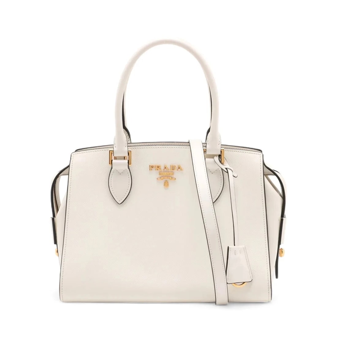 PRADA SAFFIANO LEATHER 2 WAY HANDBAG WHITE (1 of 7)