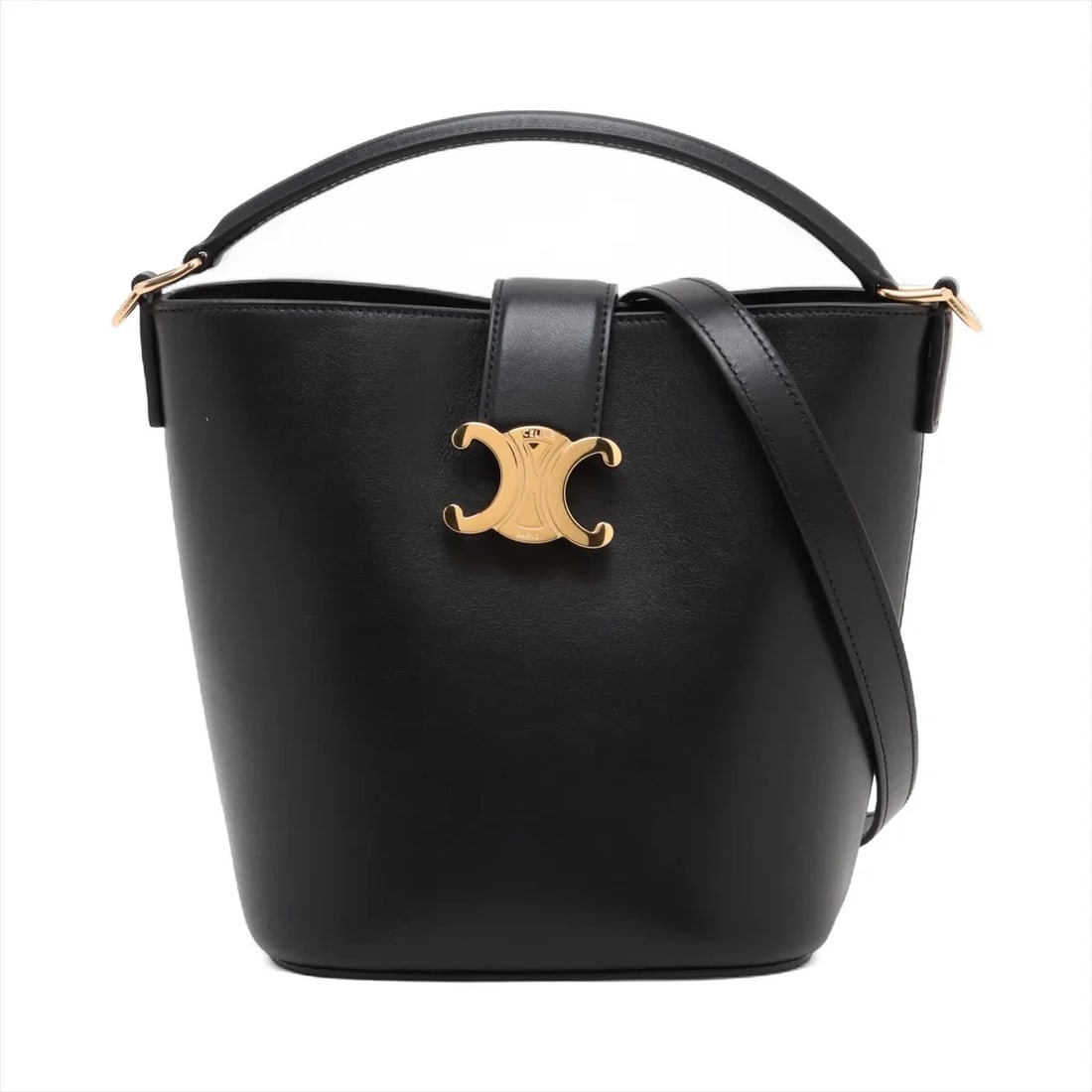 CELINE TRIOMPHE LEATHER 2 WAY HANDBAG BLACK (1 of 8)