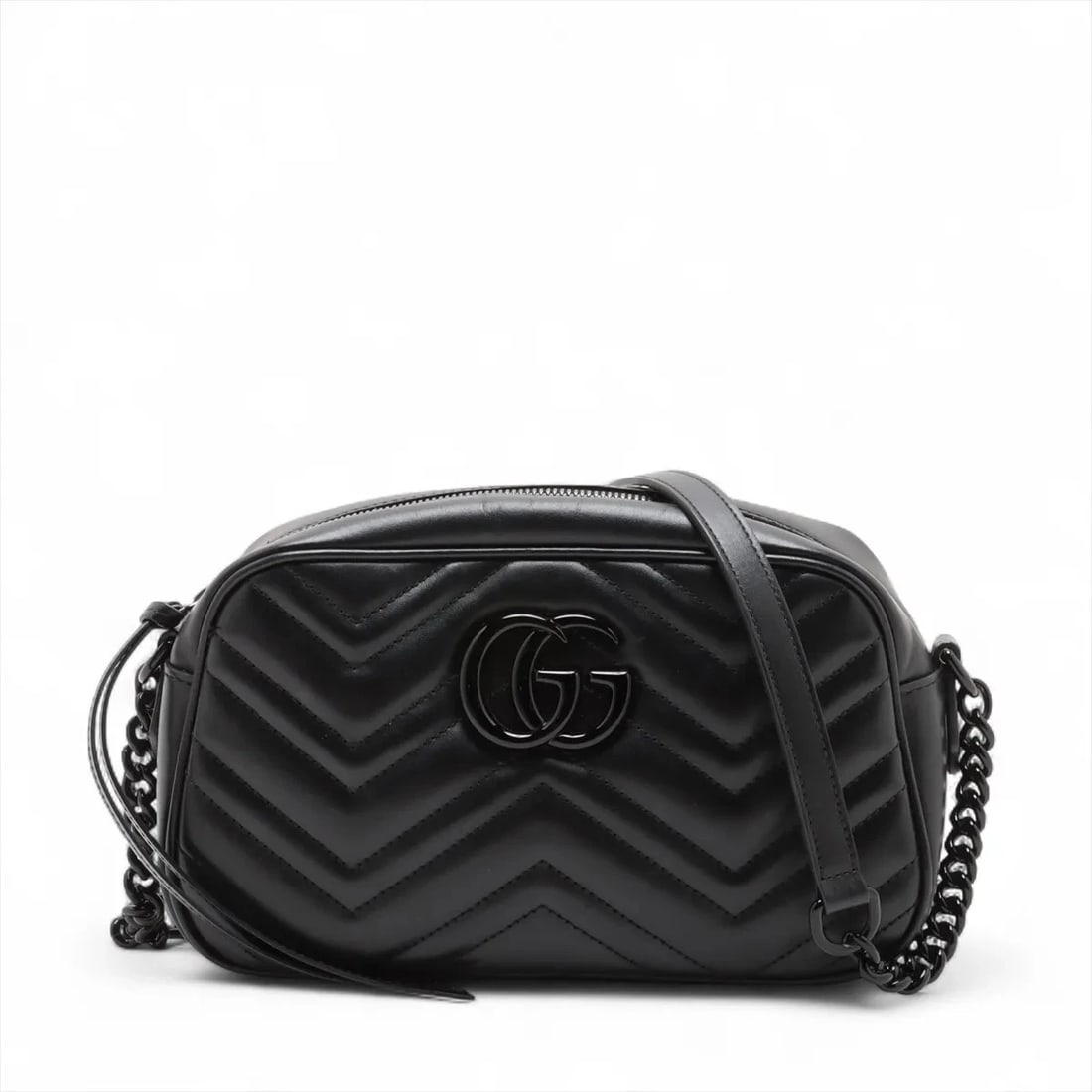 GUCCI GG MARMONT LEATHER CHAIN SHOULDER BAG: Gucci GG Marmont Leather Chain Shoulder Bag Brand: Gucci Type: Shoulder bag Material: Leather Color: Black Size: Height:5.3inch Length:9.4inch Depth:2.8inch Shoulder height:23.8inch Accessories: