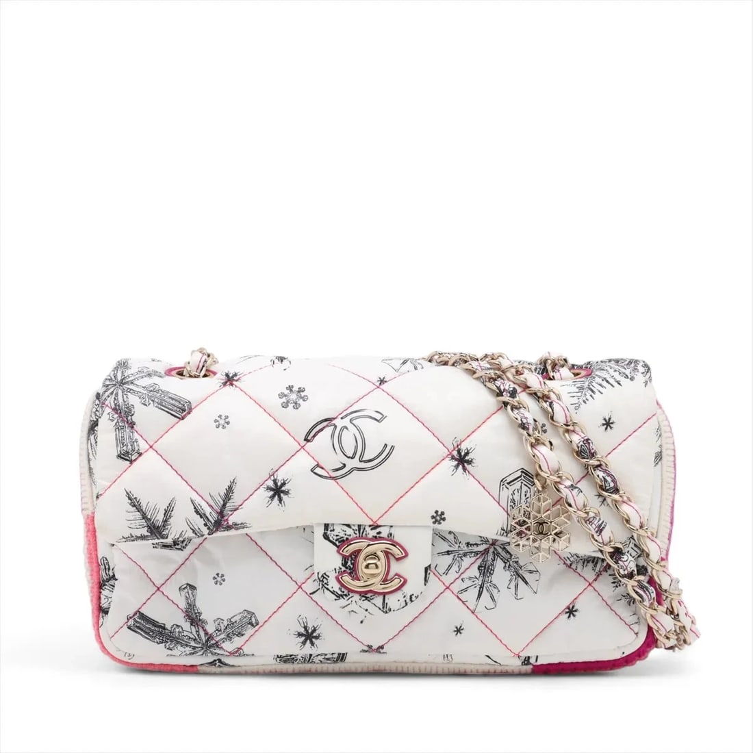 CHANEL MATELASSE NYLON X WOOL SINGLE FLAP DOUBLE CHAIN BAG (1 of 7)