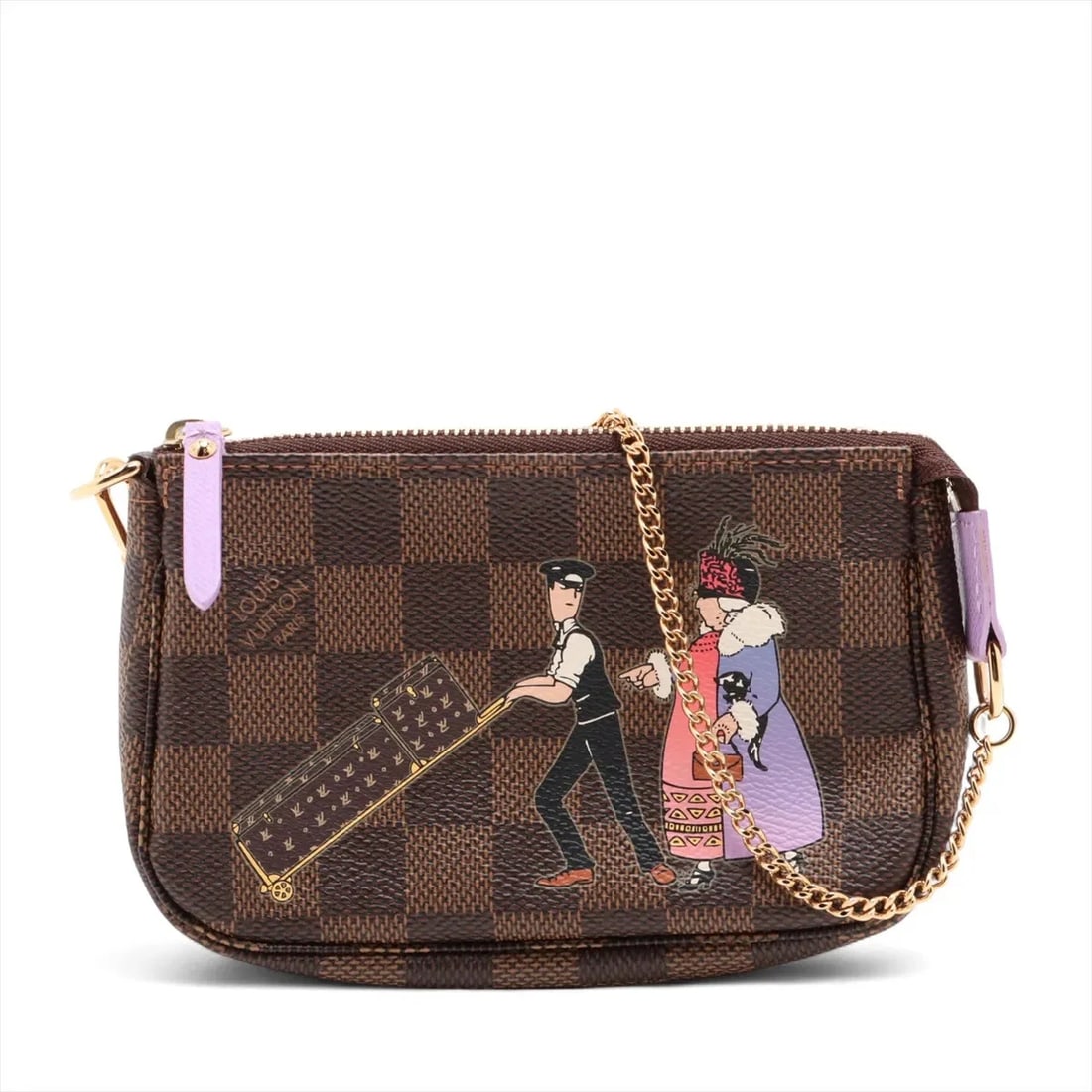 LOUIS VUITTON DAMIER MINI POCHETTE ACCESSOIRE BROWN: Louis Vuitton Damier Mini Pochette Accessoire Brown Brand: Louis Vuitton Type: Hand bag Material: None Color: Brown Size: Height:4.1inch Length:5.7inch Depth:1.4inch Handle height:6.1inch Accesso