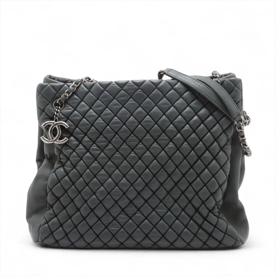 CHANEL MATELASSE LEATHER CHAIN TOTE BAG GRAY GUNMETAL (1 of 8)