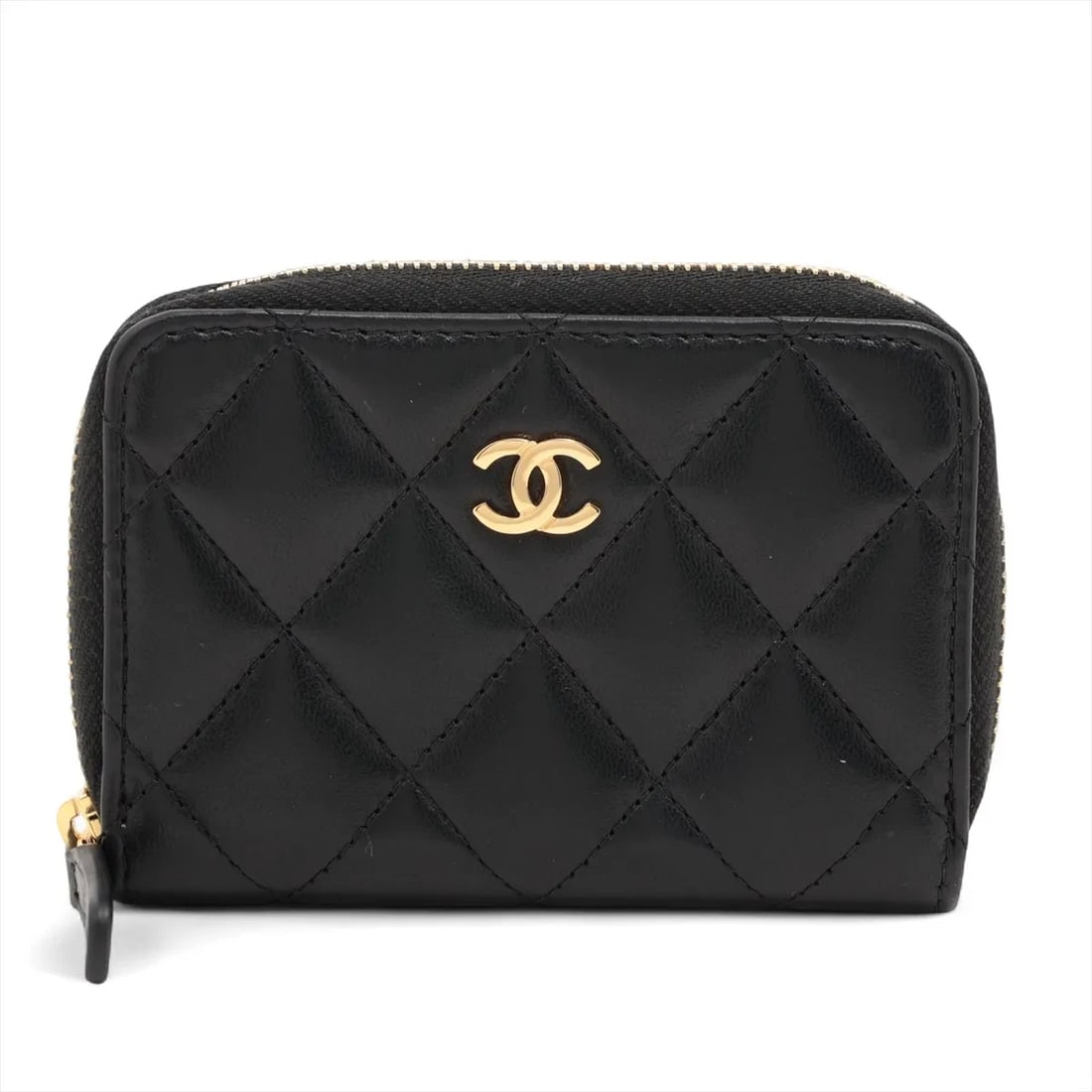 CHANEL MATELASSE LAMBSKIN COIN PURSE BLACK GOLD (1 of 3)
