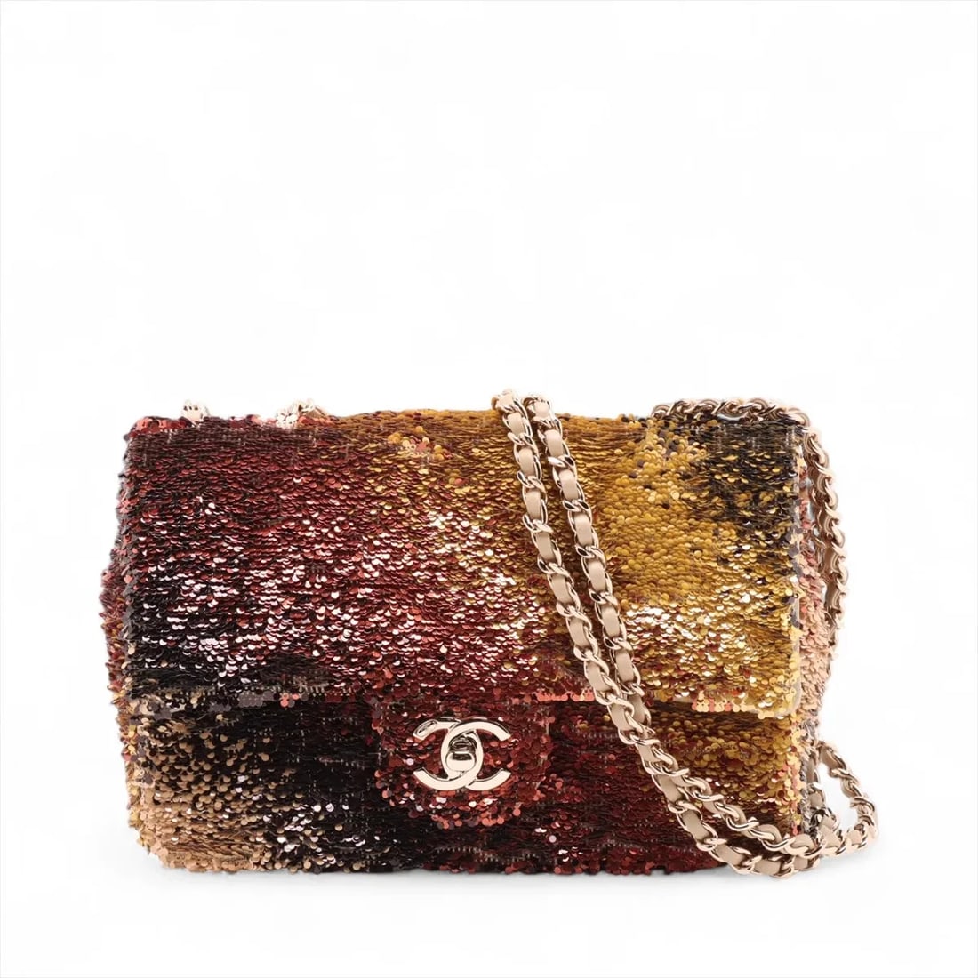 CHANEL MINI MATELASSE 20 SEQUINS SINGLE FLAP DOUBLE CHAIN BAG (1 of 7)