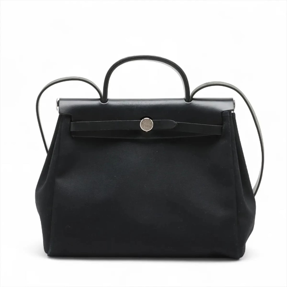 HERMÈS HERBAG PM TWILIGHT OFFICIE X VASH HUNTER: Hermès Herbag PM Twilight Officie x Vash Hunter Brand: Hermès Type: Hand bag Material: Toile Officier Color: Black Size: Height:10.0inch Length:12.2inch Depth:4.3inch Handle height:3.0inch Shoul