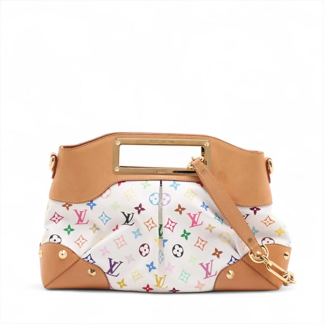 LOUIS VUITTON MULTICOLOR JUDY MM WHITE: Louis Vuitton Multicolor Judy MM White Brand: Louis Vuitton Type: Hand bag Material: None Color: White Size: Height:10.2inch Length:14.8inch Depth:3.9inch Handle height:1.2inch Shoulder height:8.7