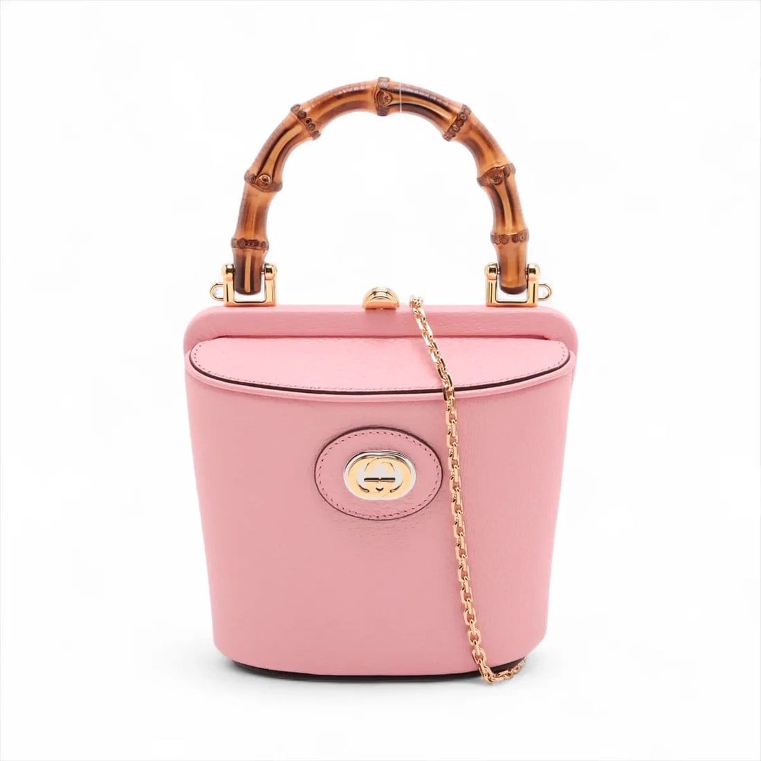 GUCCI BAMBOO LEATHER 2 WAY HANDBAG PINK (1 of 8)