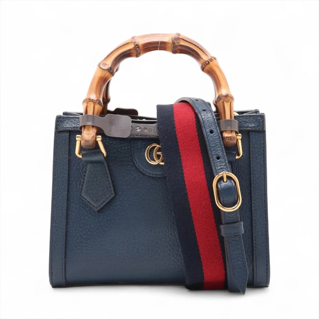 GUCCI BAMBOO DIANA LEATHER 2 WAY HANDBAG NAVY: Gucci Bamboo Diana Leather 2 Way Handbag Navy Brand: Gucci Type: Hand bag Material: Leather Color: Navy Blue Size: Height:6.1inch Length:7.7inch Depth:3.7inch Handle height:3.1inch Shoulder height
