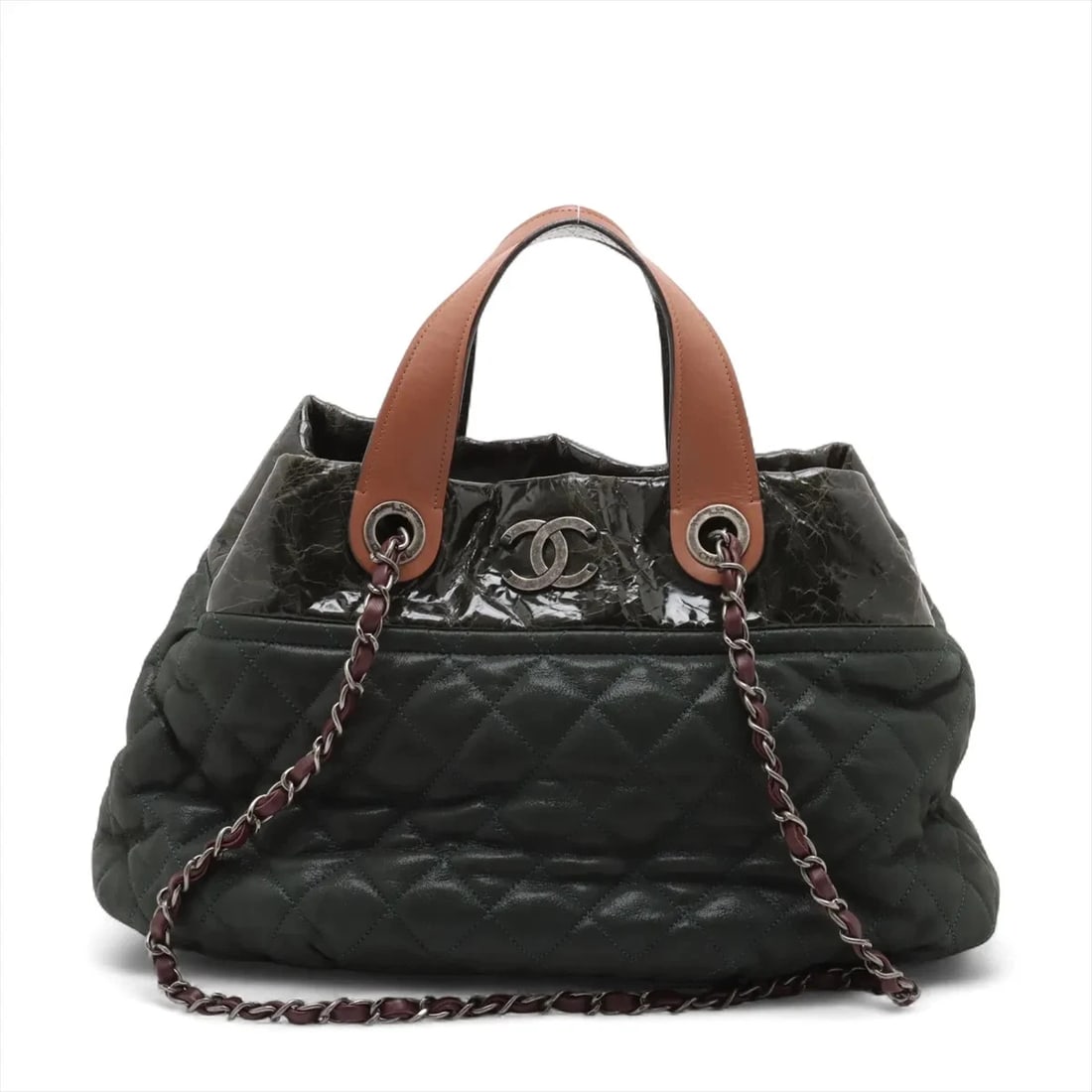 CHANEL IN THE MIX COATED LEATHER X VINTAGE CALF 2 WAY HANDBAG (1 of 6)