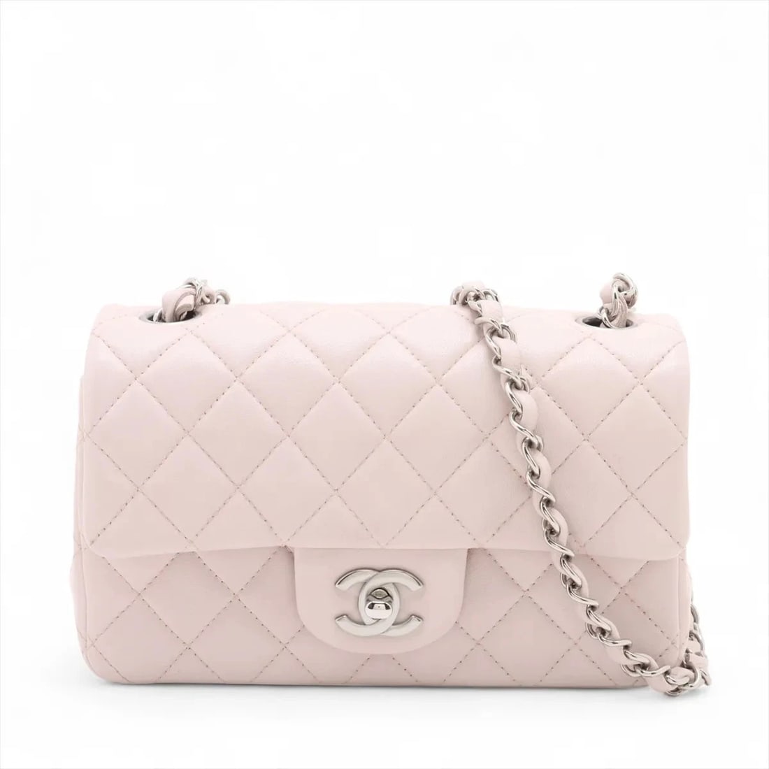 CHANEL MINI MATELASSE 20 LAMBSKIN SINGLE FLAP SINGLE CHAIN BAG: Chanel Mini Matelasse 20 Lambskin Single Flap Single Chain Bag Brand: Chanel Type: Shoulder bag Material: Lambskin Color: Pink Size: Height:4.7inchLength:7.9inchDepth:2.4inch Accessories: None