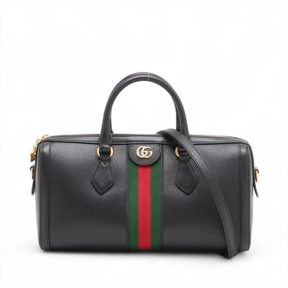 GUCCI OPHIDIA LEATHER 2 WAY HANDBAG BLACK (1 of 9)