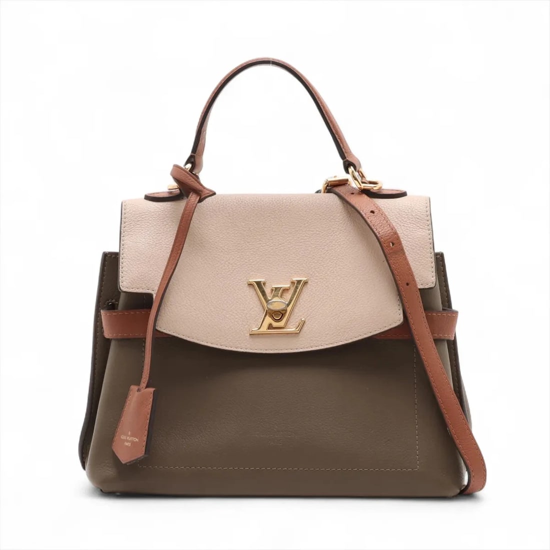 LOUIS VUITTON LV LOGO LOCK ME EVER: Louis Vuitton LV Logo Lock Me Ever Brand: Louis Vuitton Type: Hand bag Material: None Color: Green Size: Height:7.9inch Length:10.8inch Depth:3.7inch Handle height:3.7inch Shoulder height:20.5inch