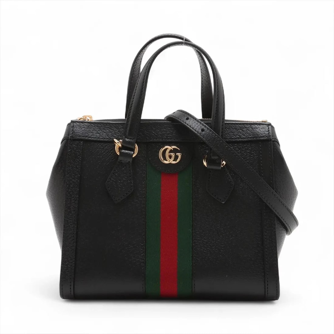 GUCCI OPHIDIA LEATHER 2 WAY HANDBAG BLACK: Gucci Ophidia Leather 2 Way Handbag Black Brand: Gucci Type: Hand bag Material: Leather Color: Black Size: Height:7.9inch Length:9.3inch Depth:3.7inch Handle height:3.7inch Shoulder
