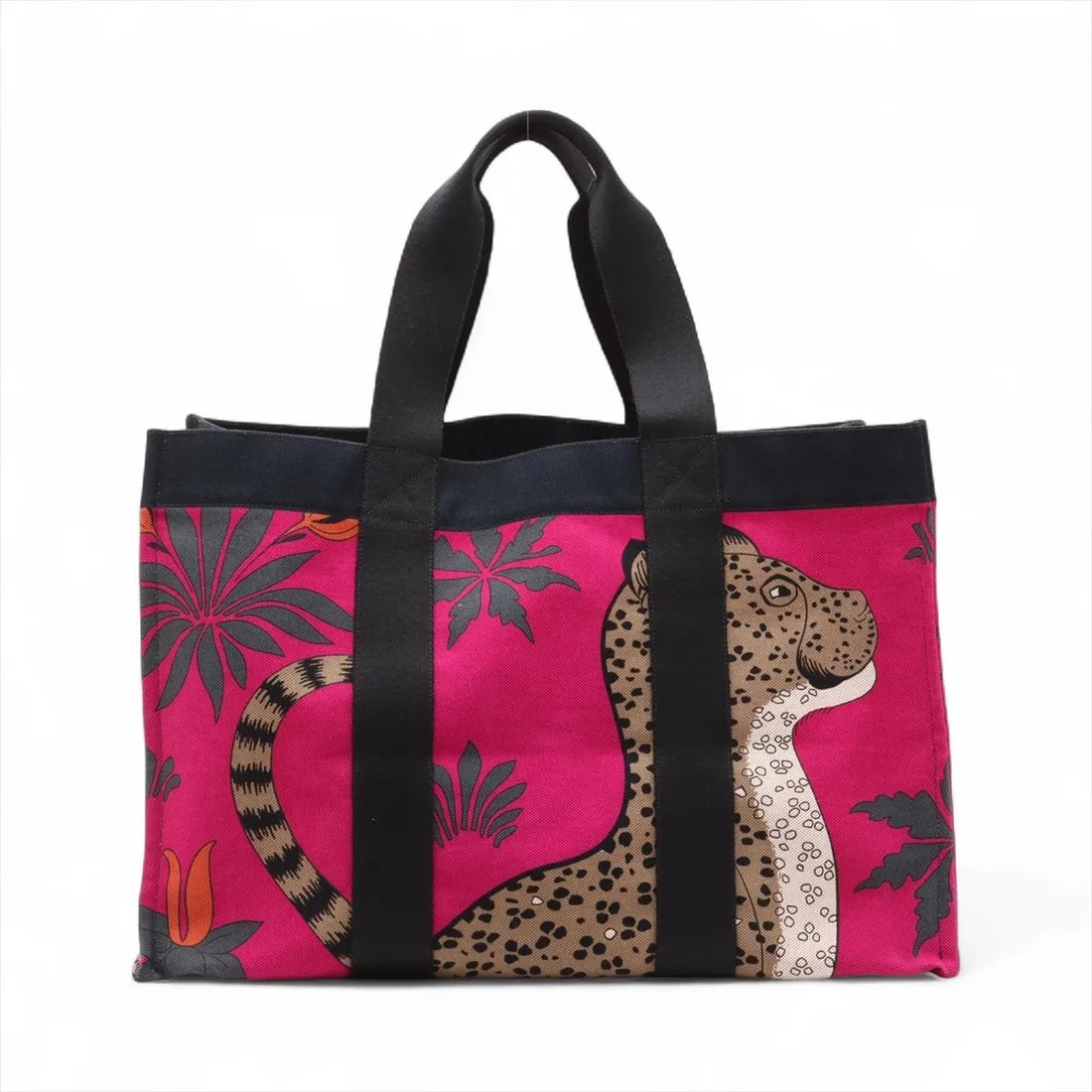 HERMÈS BEACH BAG CANVAS PINK SILVER METAL FITTINGS (1 of 7)