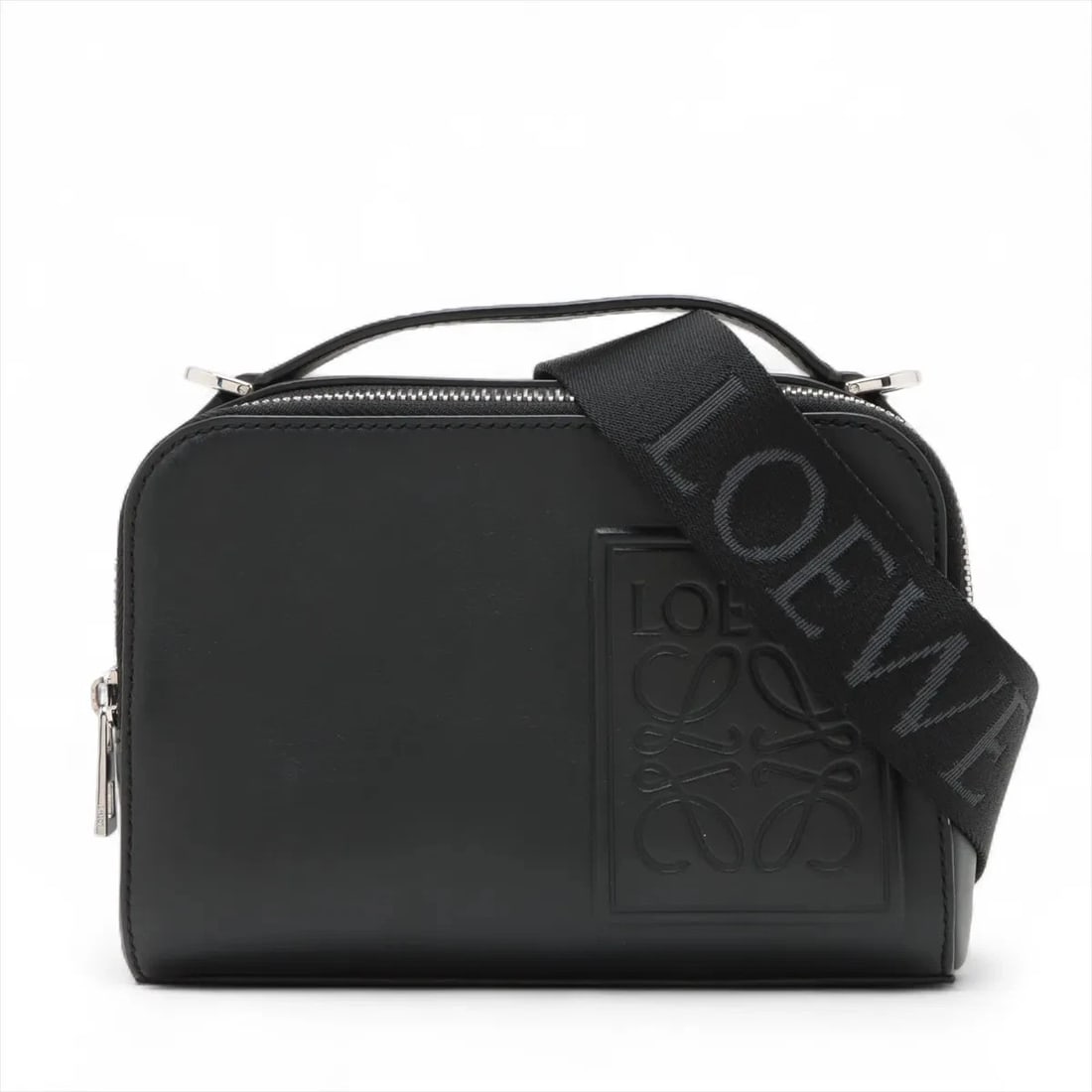 LOEWE ANAGRAM CAMERAS CROSSBODY BAG: Loewe Anagram cameras crossbody bag Brand: Loewe Type: Hand bag Material: Leather Color: Black Size: Height:4.9inch Length:7.1inch Depth:2.8inch Handle height:0.8inch Shoulder height:23.6inch Acc