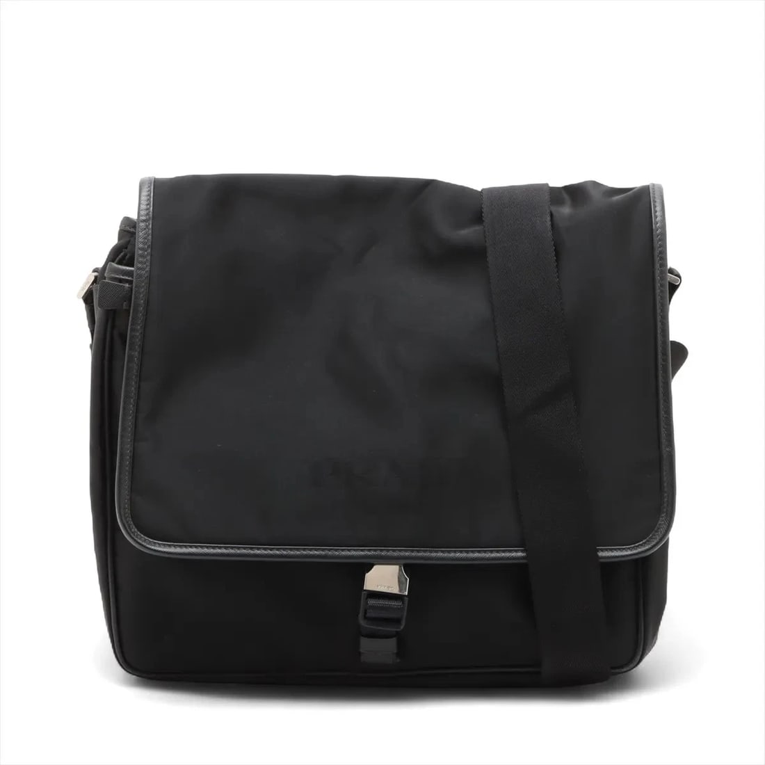 PRADA TESSUTO NYLON X LEATHER SHOULDER BAG: Prada Tessuto nylon x leather Shoulder bag Brand: Prada Type: Shoulder bag Material: Nylon Color: Black Size: Height:11.4inch Length:12.4inch Depth:3.1inch Shoulder height:23.4inch 