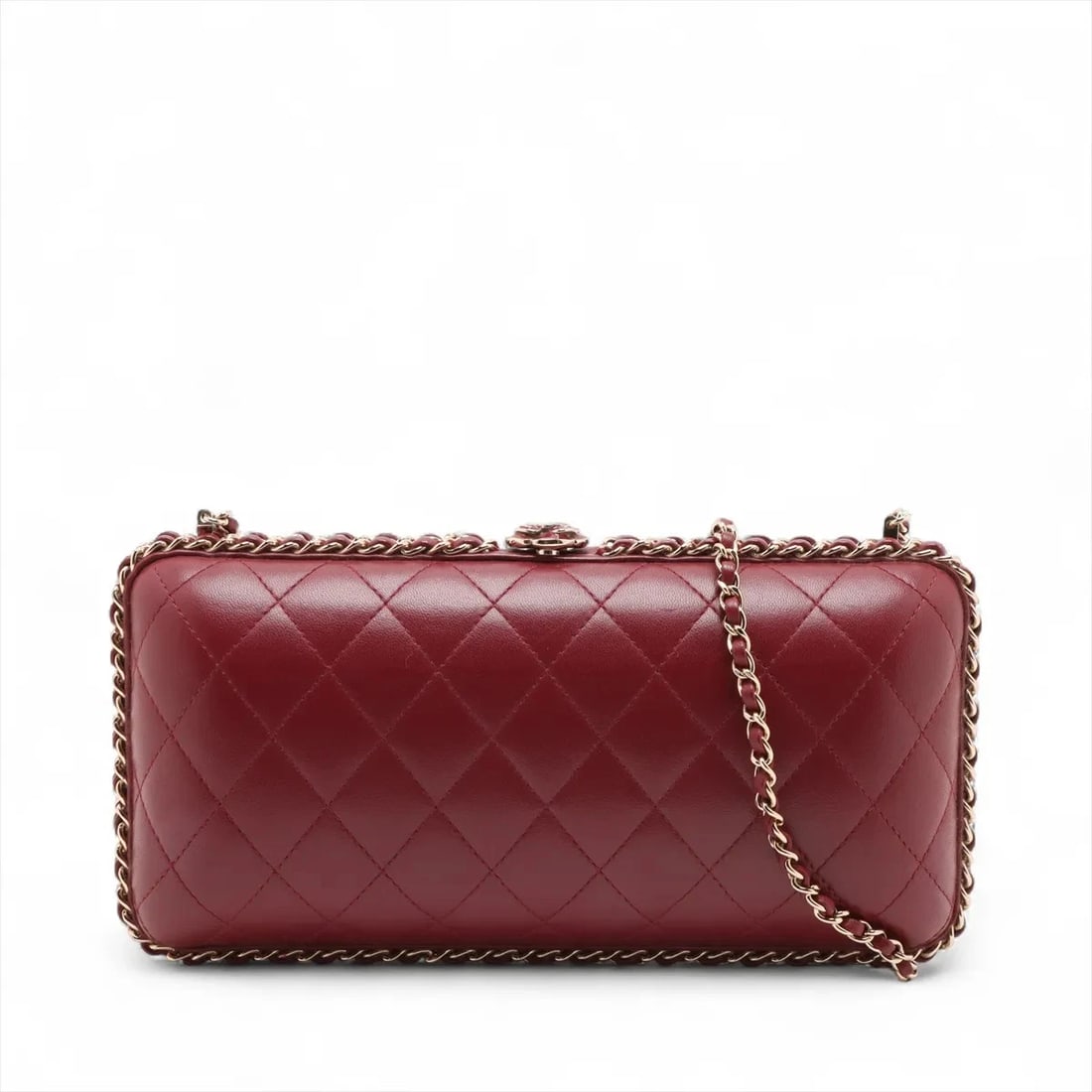 CHANEL MATELASSE LAMBSKIN 2 WAY SHOULDER BAG: Chanel Matelasse Lambskin 2 Way Shoulder Bag Brand: Chanel Type: Shoulder bag Material: Lambskin Color: Red Size: Height:4.3inch Length:8.5inch Depth:2.4inch Shoulder height:22.2inch 