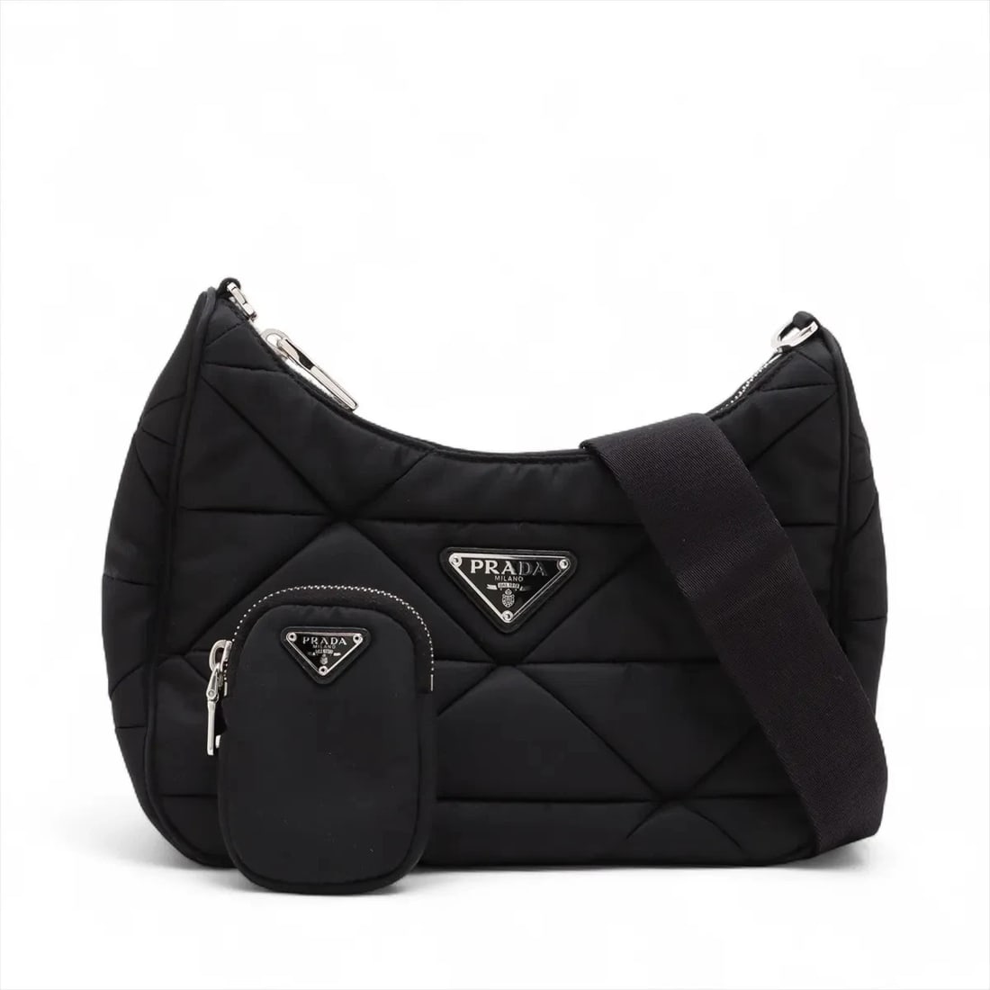 PRADA TESSUTO QUILT NYLON SHOULDER BAG BLACK (1 of 7)