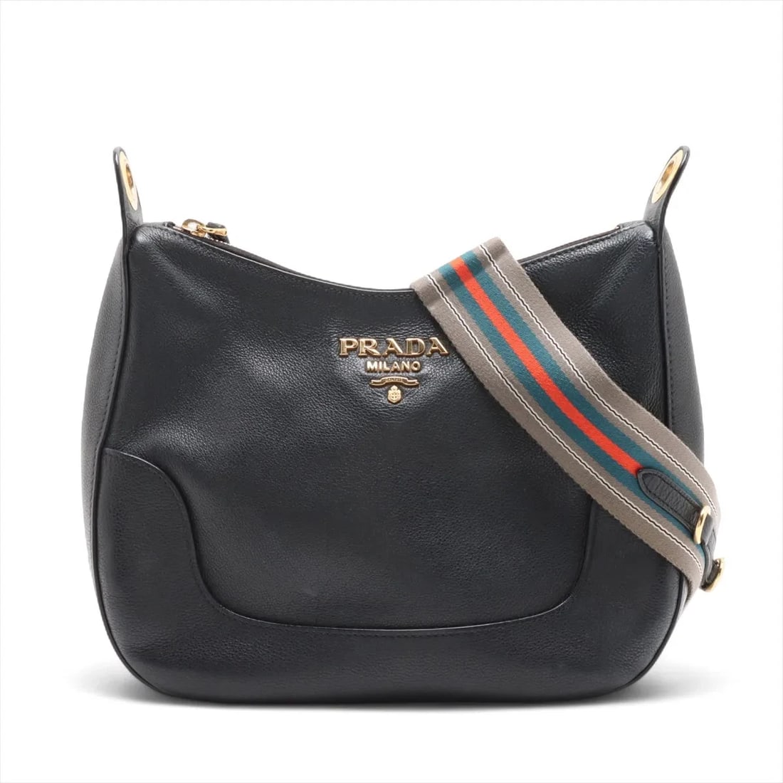 PRADA VITELLO PHENIX LEATHER SHOULDER BAG BLACK (1 of 6)