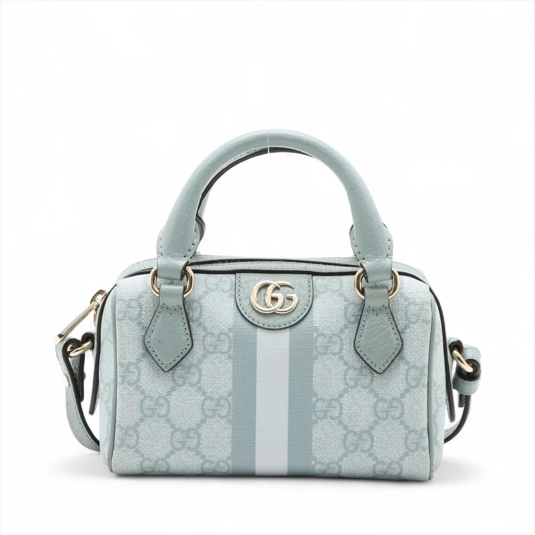 GUCCI GG SUPREME OPHIDIA SUPER MINI HANDBAG: Gucci GG Supreme Ophidia Super mini Handbag Brand: Gucci Type: Hand bag Material: PVC Color: Blue Size: Height:3.7inch Length:6.5inch Depth:3.5inch Handle height:2.6inch Shoulder height:23.2inch