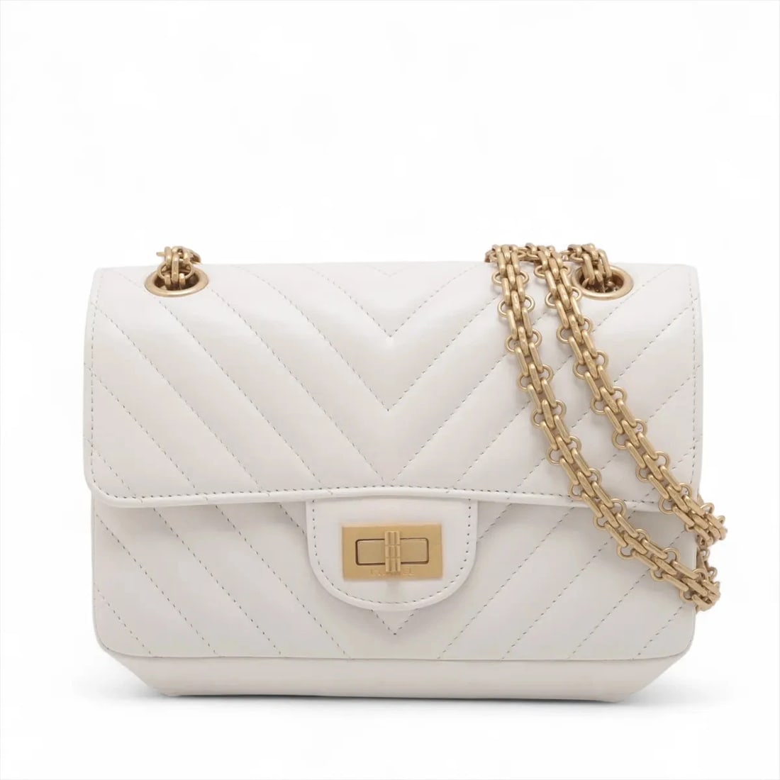 CHANEL LEATHER SINGLE FLAP DOUBLE CHAIN BAG (1 of 6)