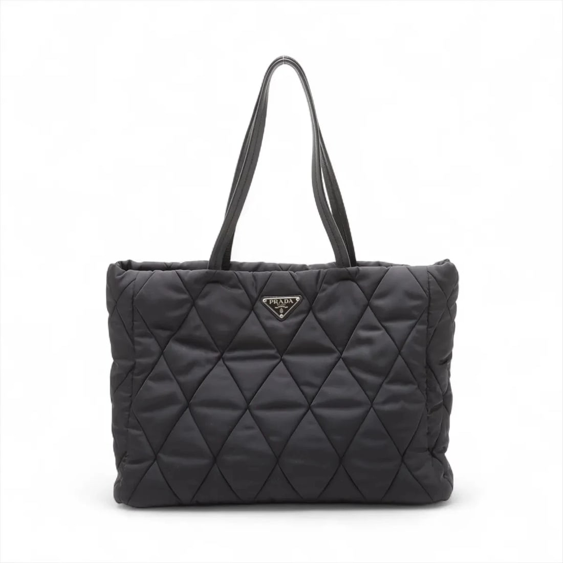PRADA TESSUTO BOMBER NYLON X LEATHER TOTE BAG BLACK (1 of 8)