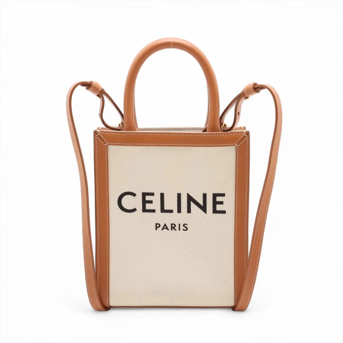 CELINE MINI VERTICAL HIPPOPOTAMUS CANVAS X LEATHER 2 WAY HANDBAG (1 of 8)