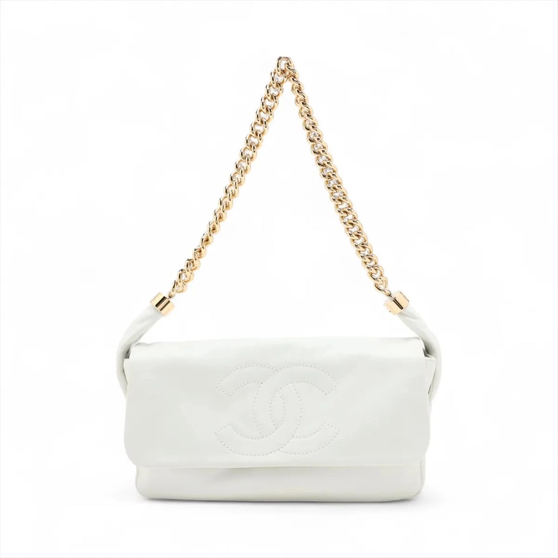 CHANEL COCO MARK LAMBSKIN CHAIN SHOULDER BAG: Chanel Coco Mark Lambskin Chain Shoulder Bag Brand: Chanel Type: Shoulder bag Material: Lambskin Color: White Size: Height:6.1inch Length:11.2inch Depth:2.2inch Shoulder height:10.4inch Accessori