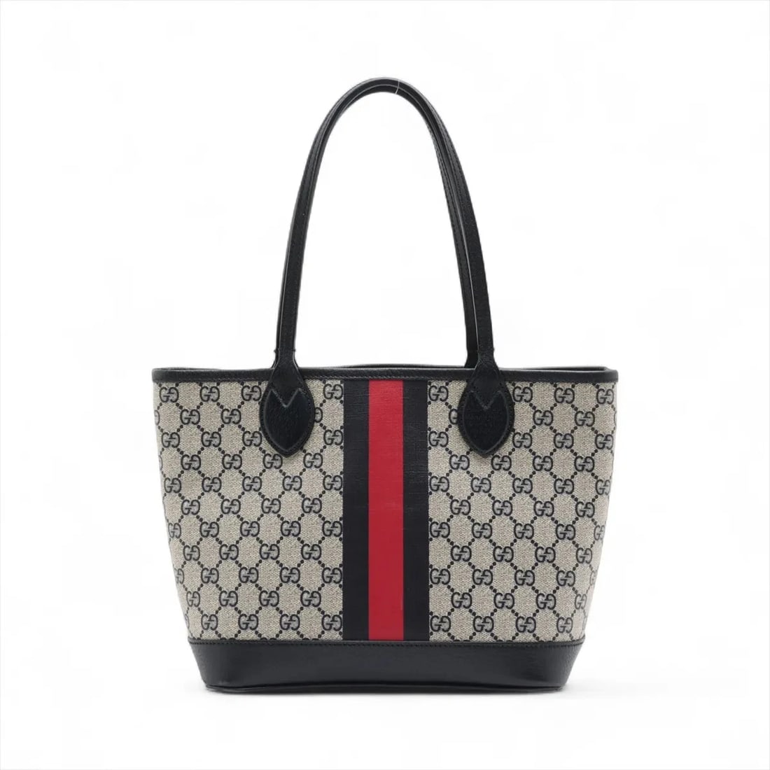 GUCCI GG SUPREME OPHIDIA PVCX LEATHER TOTE BAG: Gucci GG Supreme Ophidia PVCx leather Tote bag Brand: Gucci Type: Tote bag Material: PVC Color: Navy Blue Size: Height:8.9inch Length:9.8inch Depth:4.7inch Handle height:7.9inch Accessories: None
