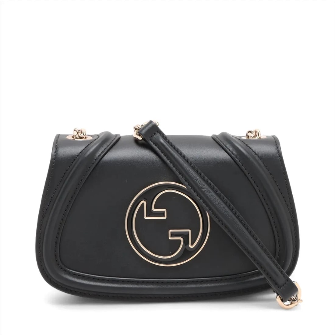 GUCCI BLONDIE LEATHER CHAIN SHOULDER BAG: Gucci Blondie Leather Chain Shoulder Bag Brand: Gucci Type: Shoulder bag Material: Leather Color: Black Size: Height:5.1inch Length:8.7inch Depth:3.0inch Shoulder height:20.3inch Accessories: Non