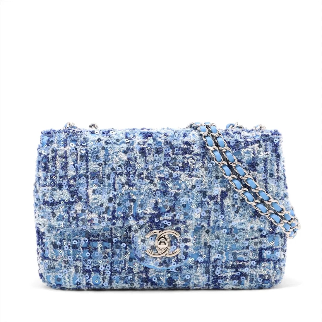CHANEL MINI MATELASSE 20 TWEED X SEQUINS SINGLE FLAP SINGLE CHAIN BAG (1 of 6)