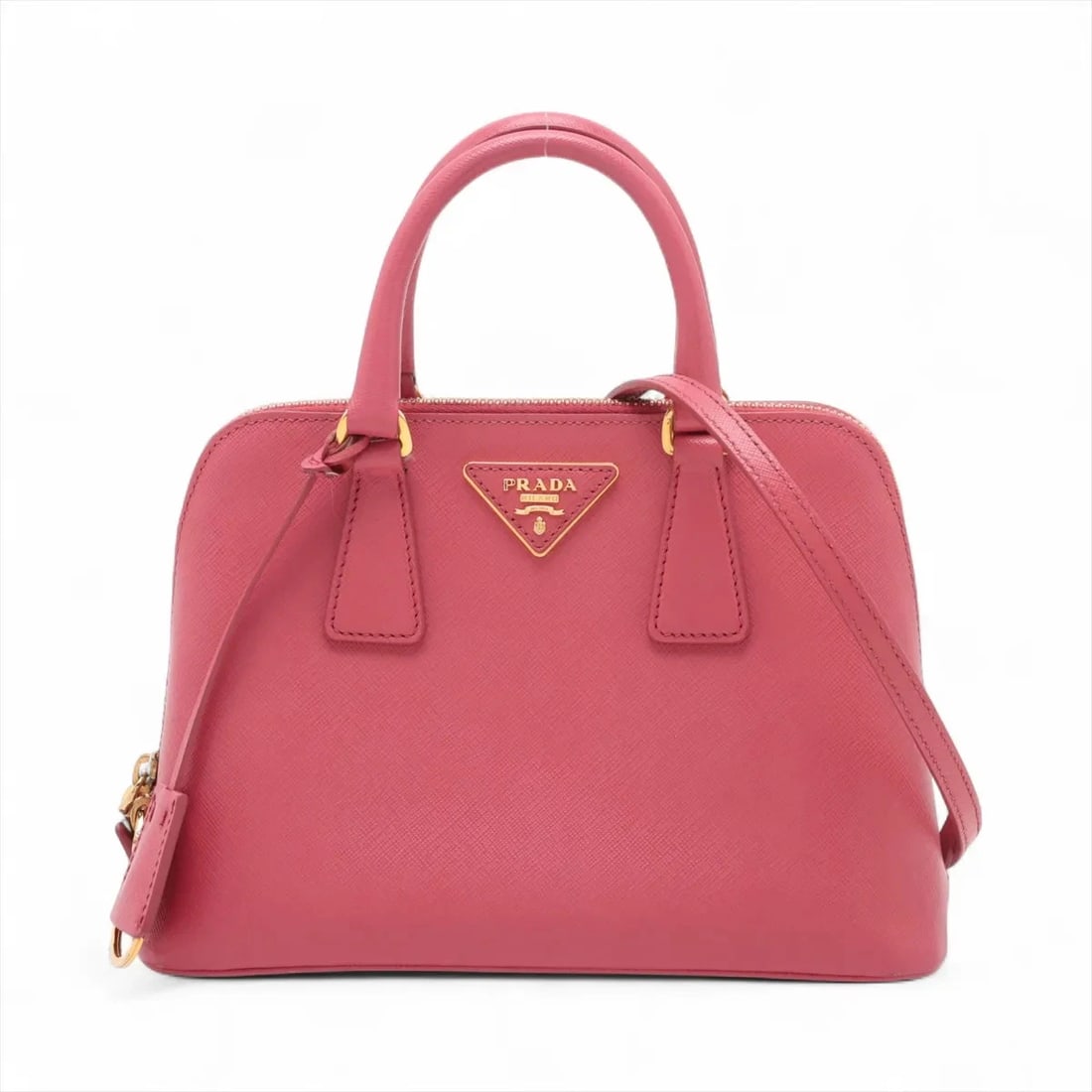 PRADA SAFFIANO LUX LEATHER 2 WAY HANDBAG PINK BL0838 (1 of 7)