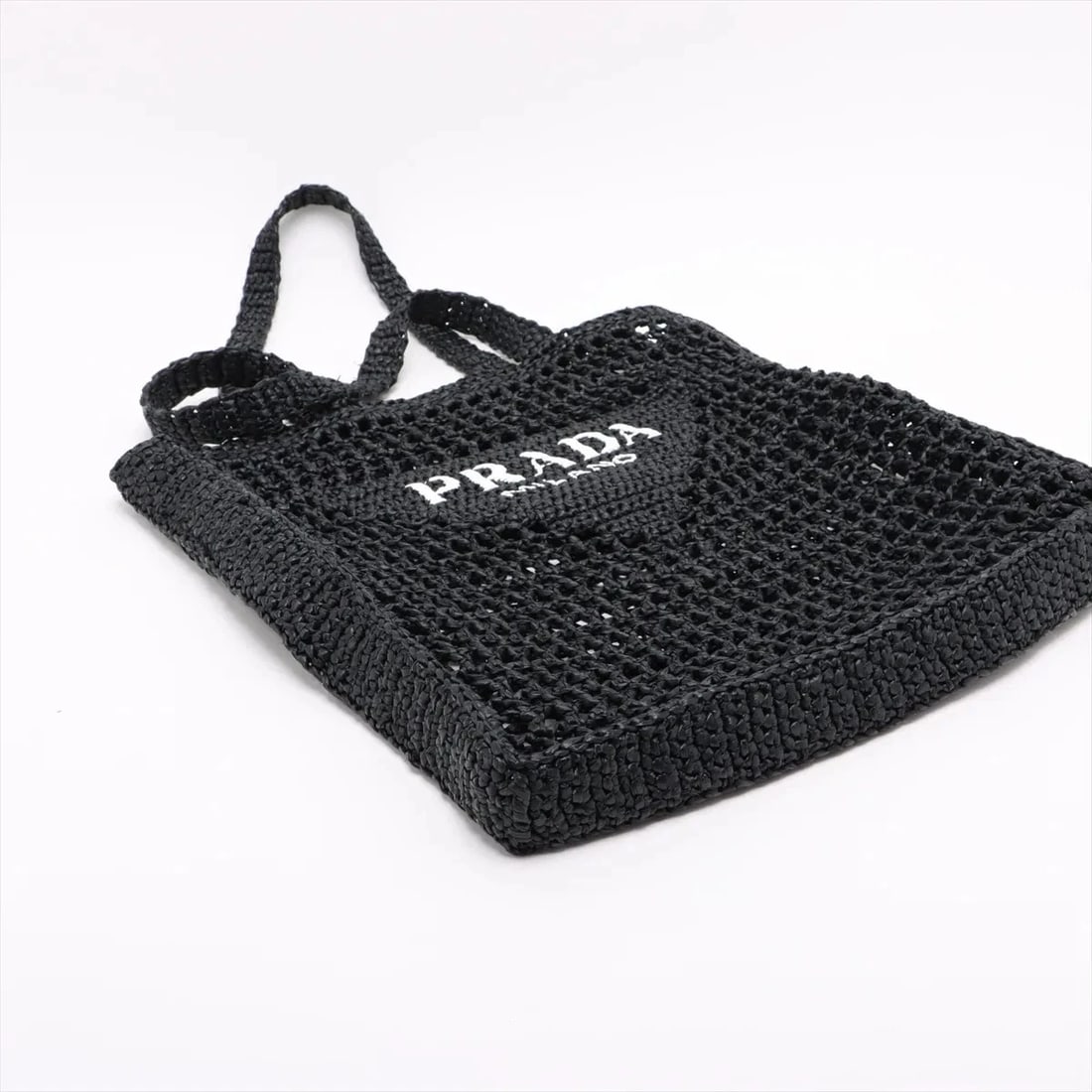 PRADA RAFFIA TOTE BAG BLACK - 4