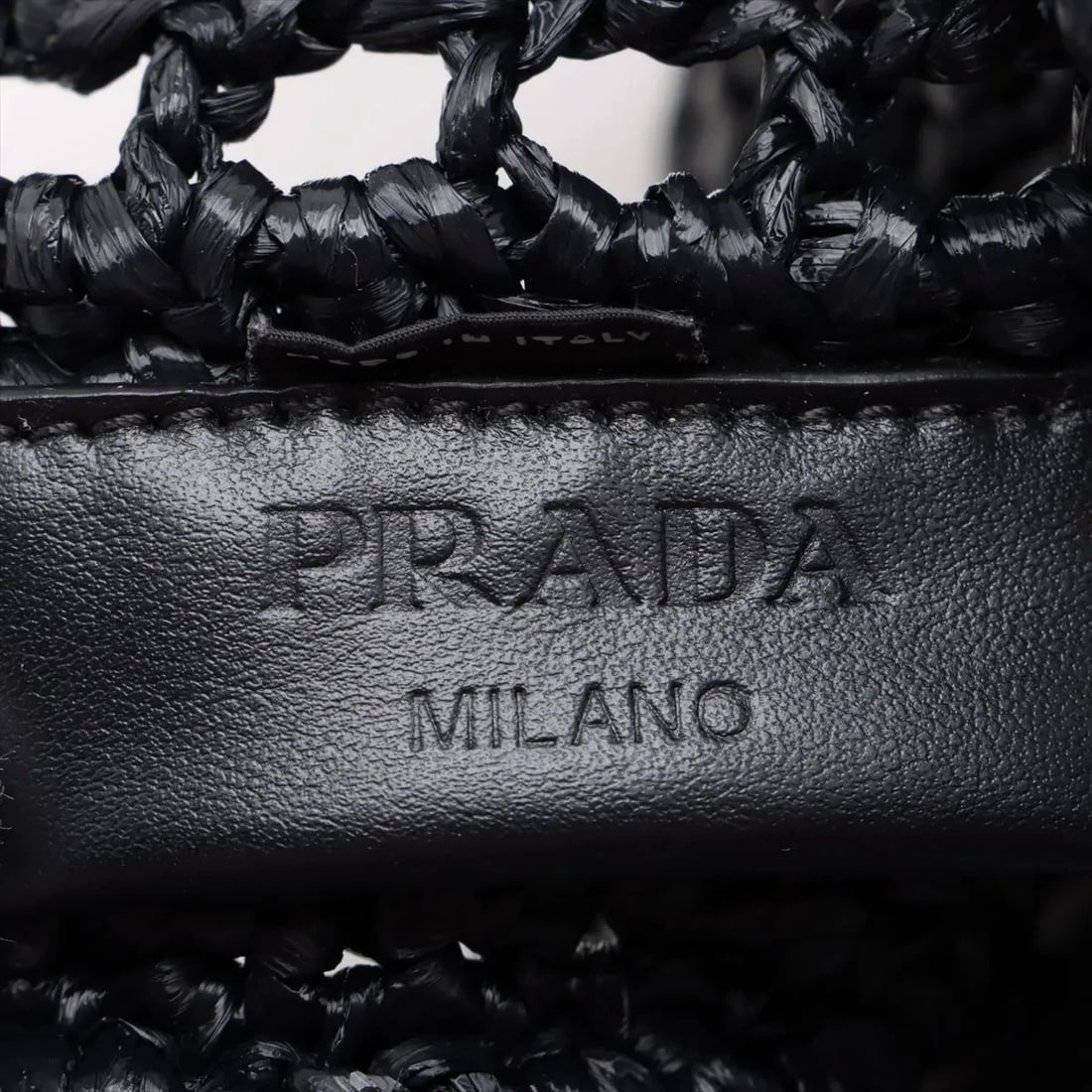 PRADA RAFFIA TOTE BAG BLACK - 7