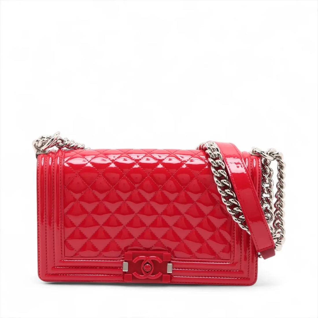 CHANEL BOY 25 PATENT LEATHER CHAIN SHOULDER BAG (1 of 8)