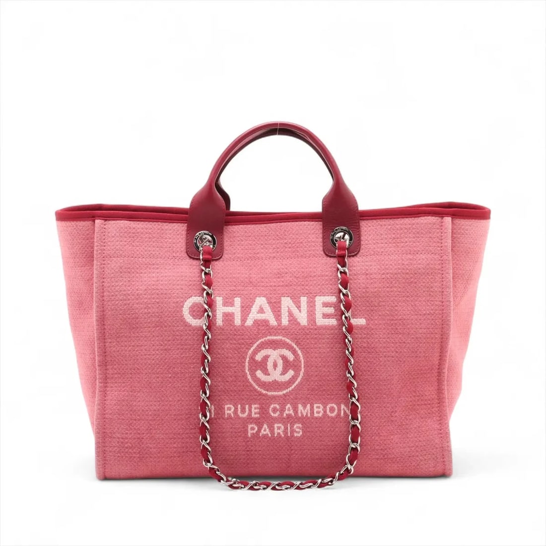 CHANEL DEAUVILLE GM CANVAS X LEATHER 2 WAY TOTE BAG (1 of 8)