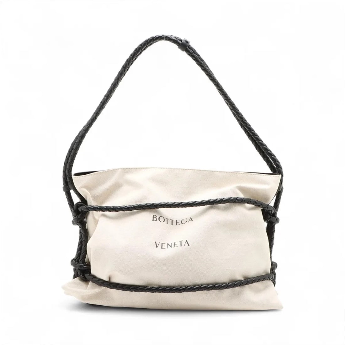 BOTTEGA VENETA INTRECCIATO CANVAS X LEATHER SHOULDER BAG: Bottega Veneta Intrecciato canvas x leather Shoulder bag Brand: Bottega Veneta Type: Shoulder bag Material: canvas Color: Beige Size: Height:12.6inch Length:18.1inch Depth:4.9inch Shoulder height: