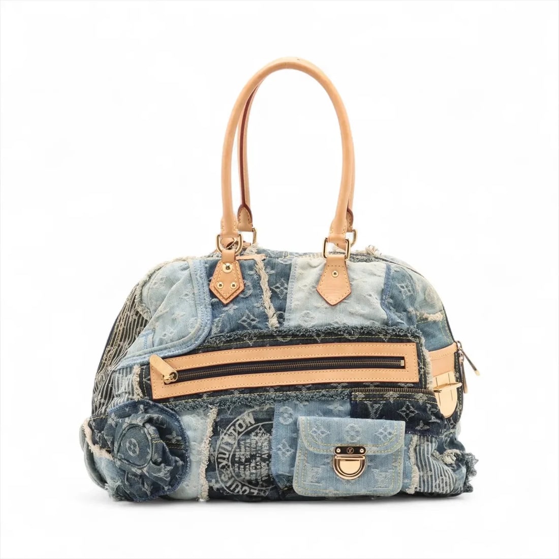 LOUIS VUITTON MONOGRAM DENIM PATCHWORK BOWLY BLUE - 2