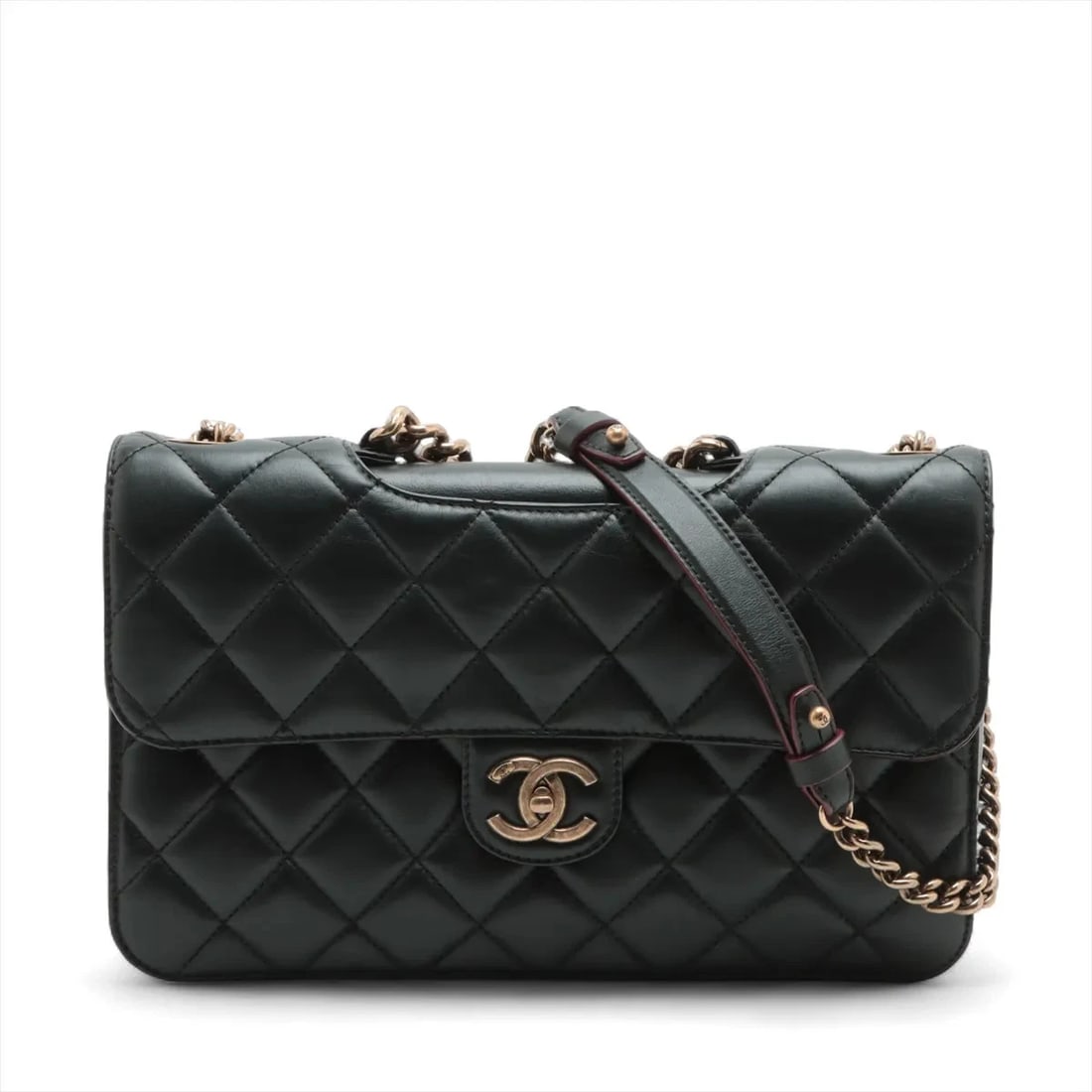 CHANEL MATELASSE LAMBSKIN DOUBLE FLAP SINGLE CHAIN BAG (1 of 7)