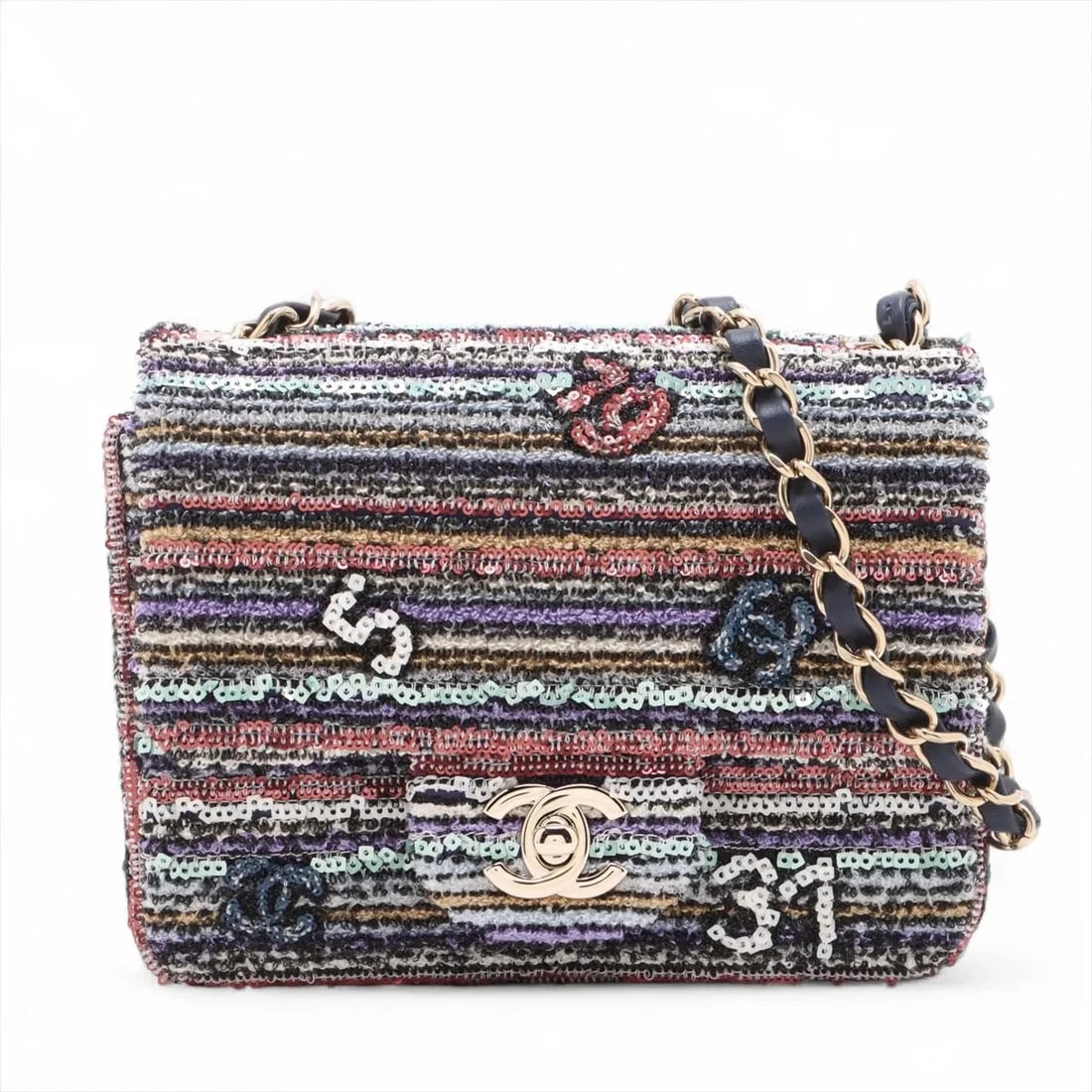 CHANEL COCO MARK SEQUINS SINGLE FLAP SINGLE CHAIN BAG (1 of 5)