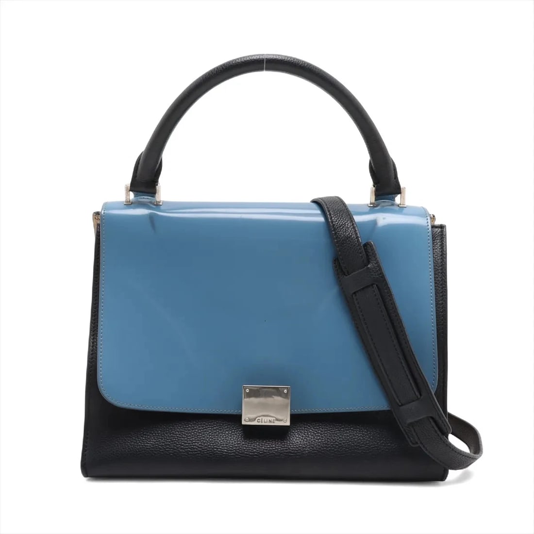 CELINE TRAPEZE LEATHER X PATENT LEATHER 2 WAY HANDBAG (1 of 8)