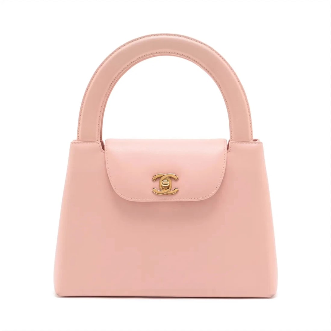 CHANEL COCO MARK LAMBSKIN HAND BAG: Chanel Coco Mark Lambskin Hand bag Brand: Chanel Type: Hand bag Material: Lambskin Color: Pink Size: Height:6.5inch Length:9.3inch Depth:3.0inch Handle height:3.7inch Accessories: None
