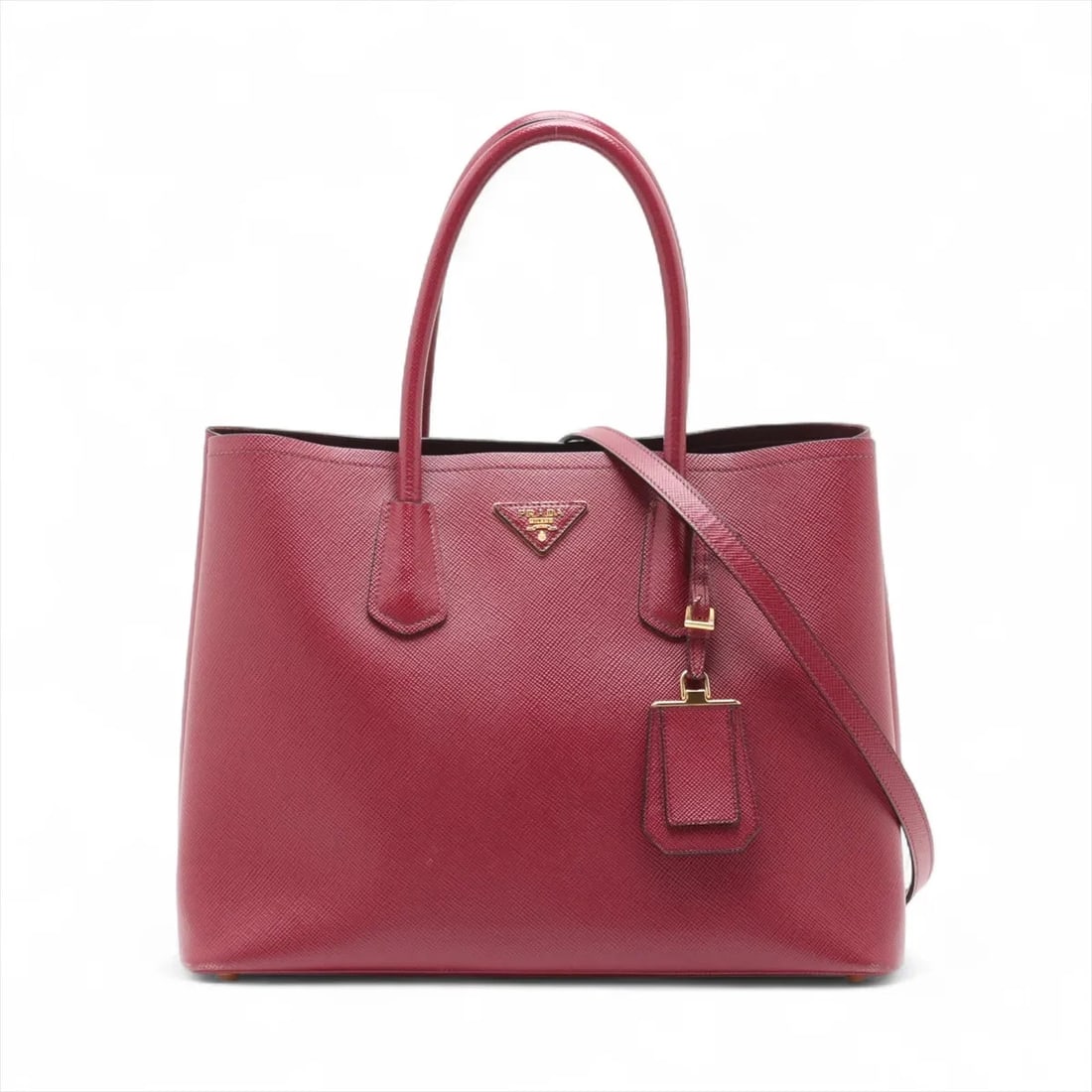 PRADA SAFFIANO LEATHER 2 WAY HANDBAG RED (1 of 9)