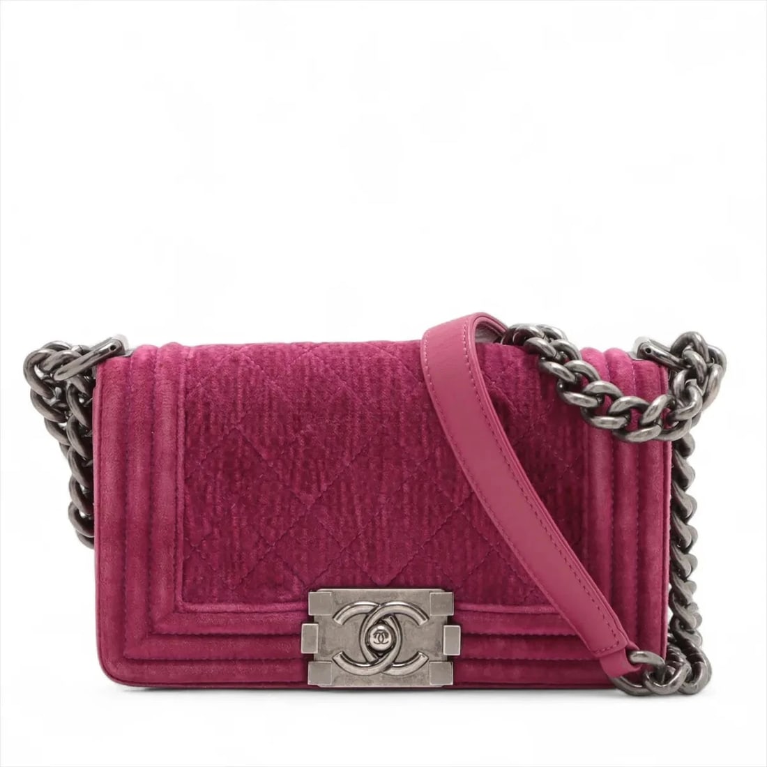 CHANEL BOY 20 SMALL VELOUR CHAIN SHOULDER BAG (1 of 9)