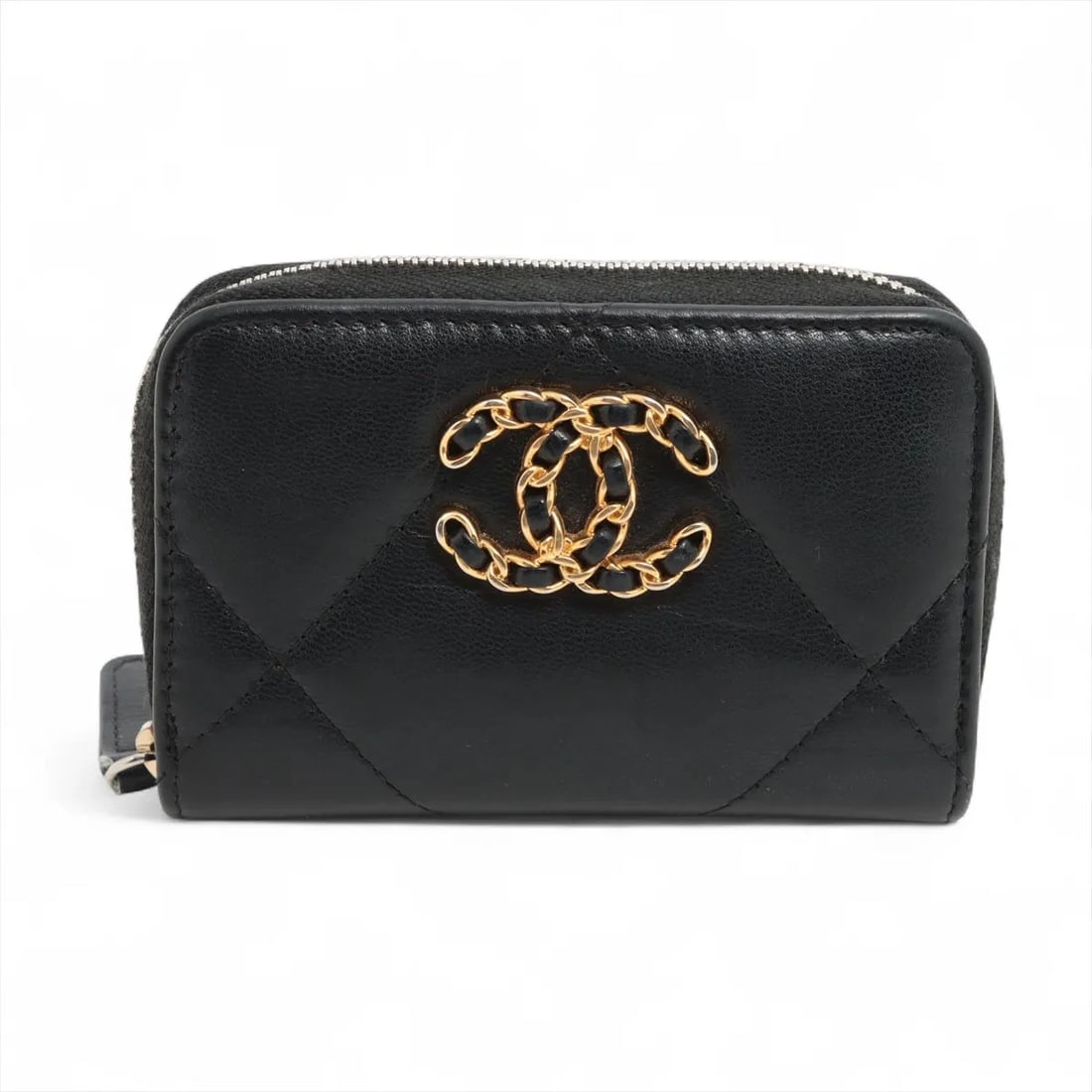 CHANEL 19 LAMBSKIN COIN PURSE BLACK GOLD (1 of 3)