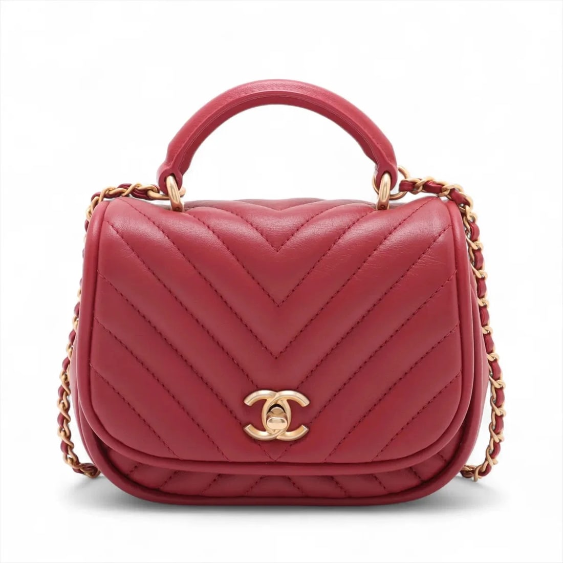 CHANEL V STITCH LAMBSKIN 2 WAY SHOULDER BAG (1 of 7)