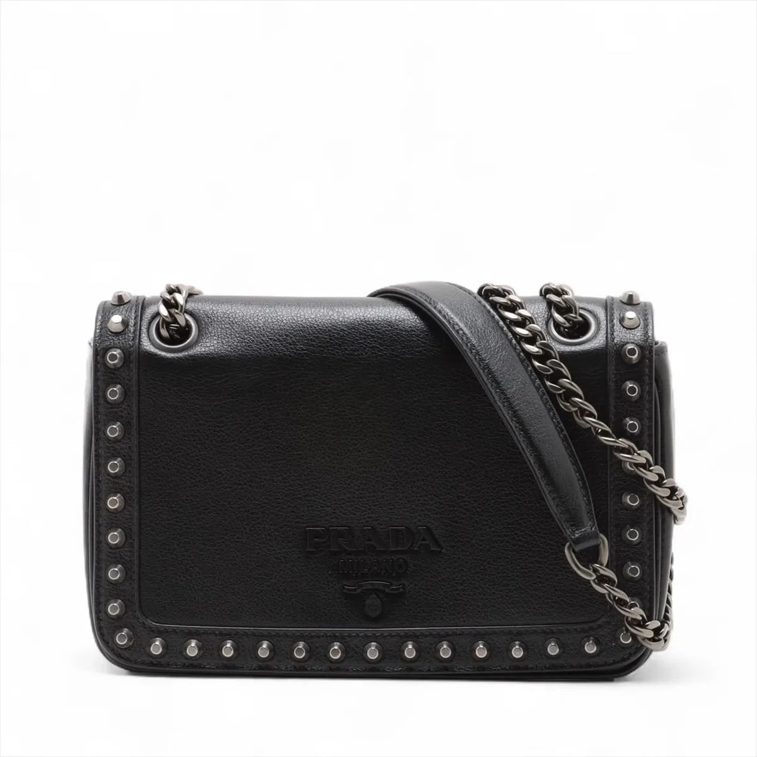 PRADA LEATHER X STUDS CHAIN SHOULDER BAG (1 of 8)