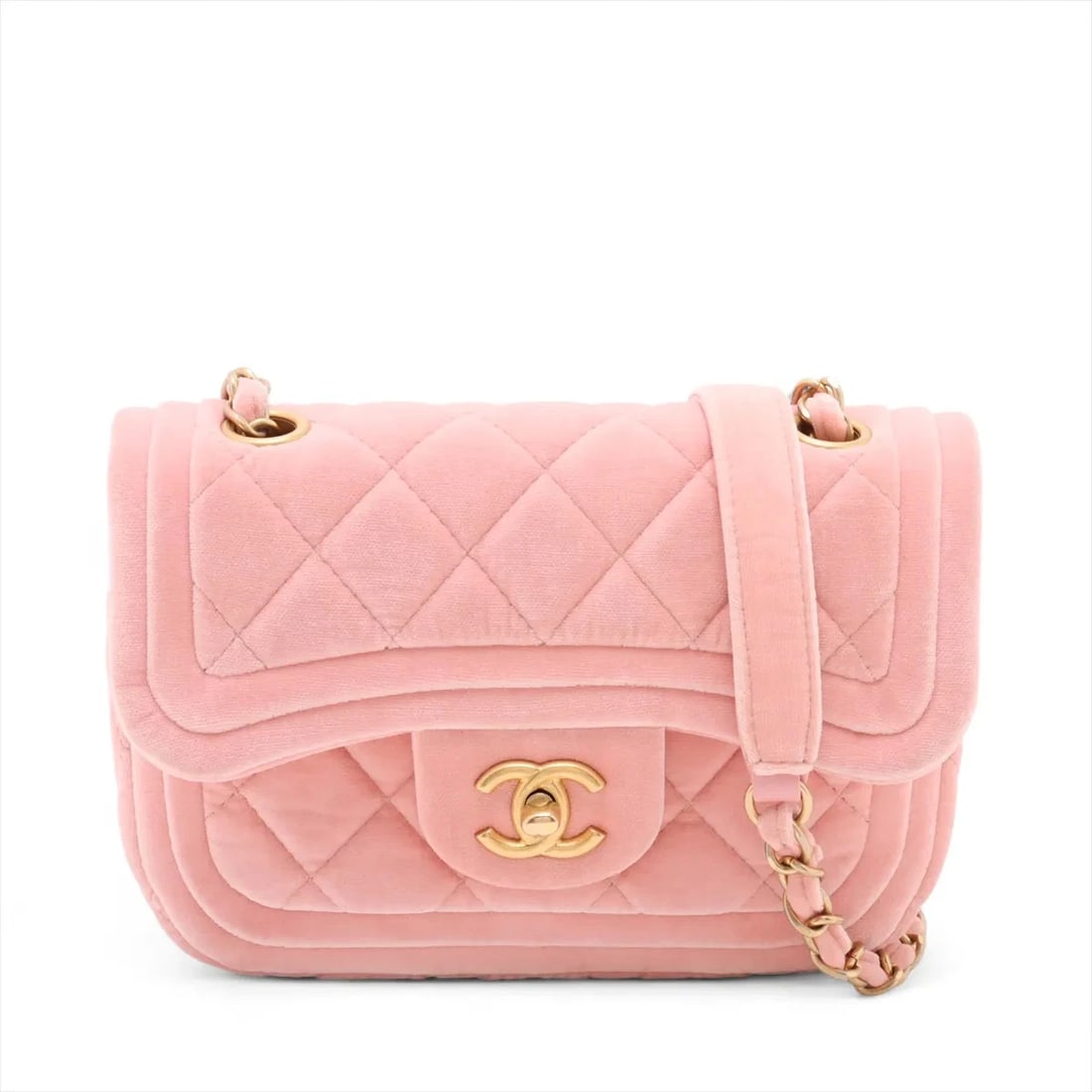 CHANEL MINI MATELASSE VELVET SINGLE FLAP SINGLE CHAIN BAG (1 of 5)